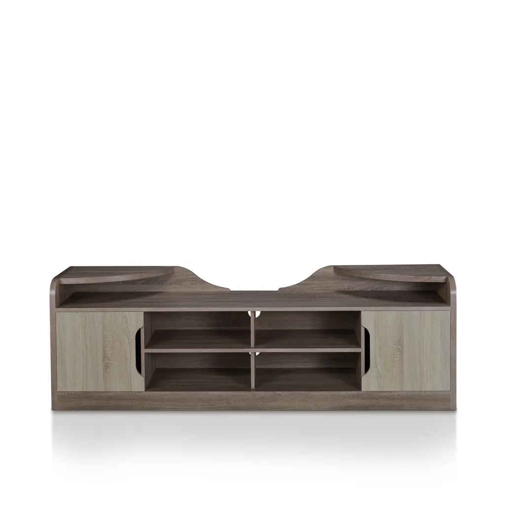 Furniture America Heitor TV Stand Storage TVs up to 73 Inches Brown
