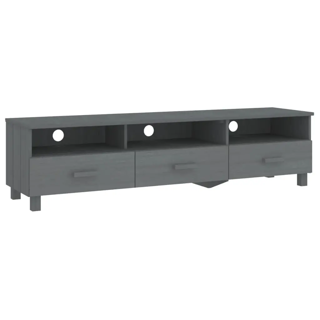 HAMAR TV Stand 62.2x15.7x15.7 Inches Dark Gray Solid Wood Pine Media Console