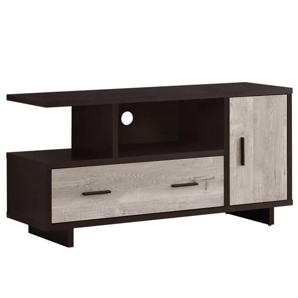 HomeRoots Cappuccino Taupe Reclaimed Wood Look TV Stand 47.25 Inch Wide Media Console