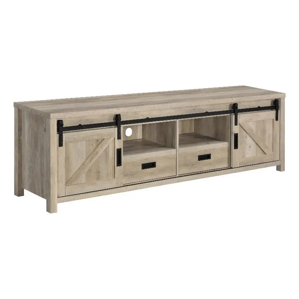 Pemberly Row 2-Sliding Door Wood TV Stand TVs up to 85 Inches Brown Black