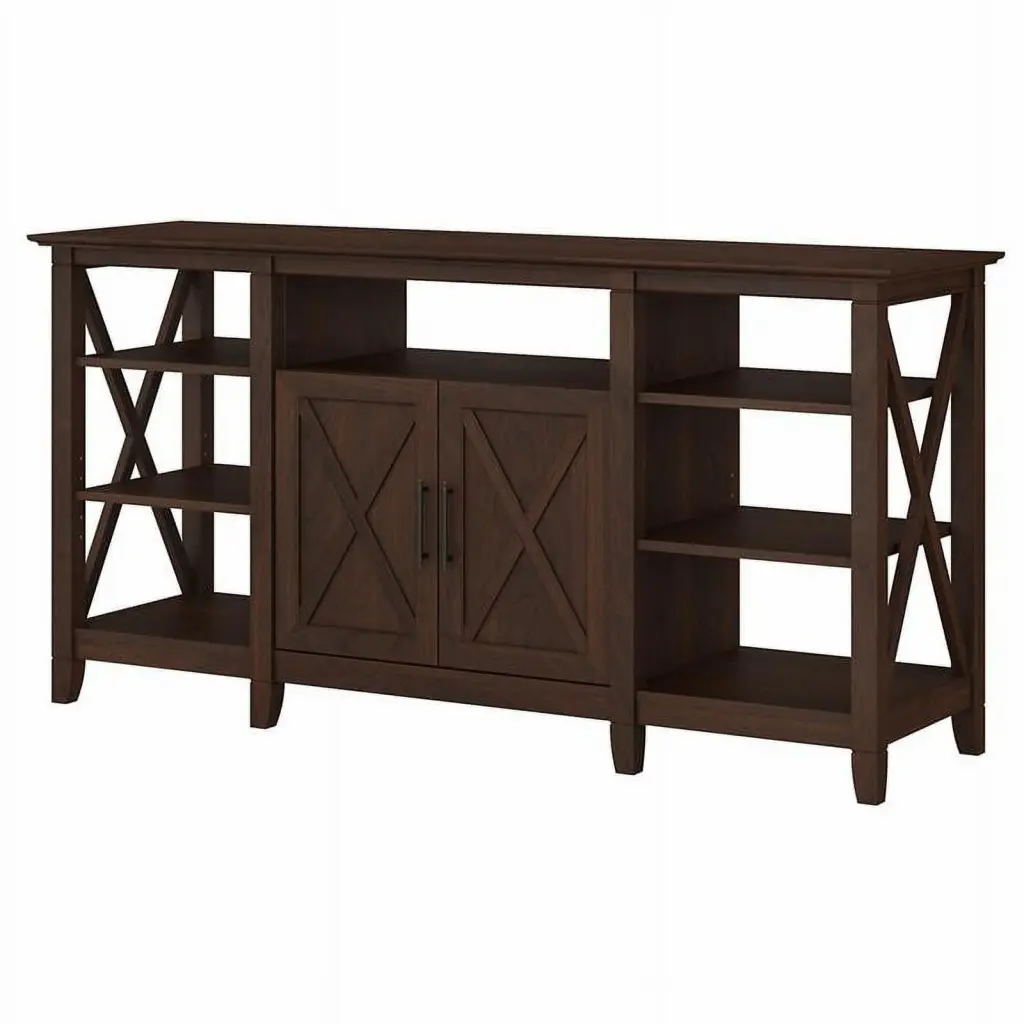 Pemberly Row Contemporary Wood Tall TV Stand TVs up to 65 Inches Cherry
