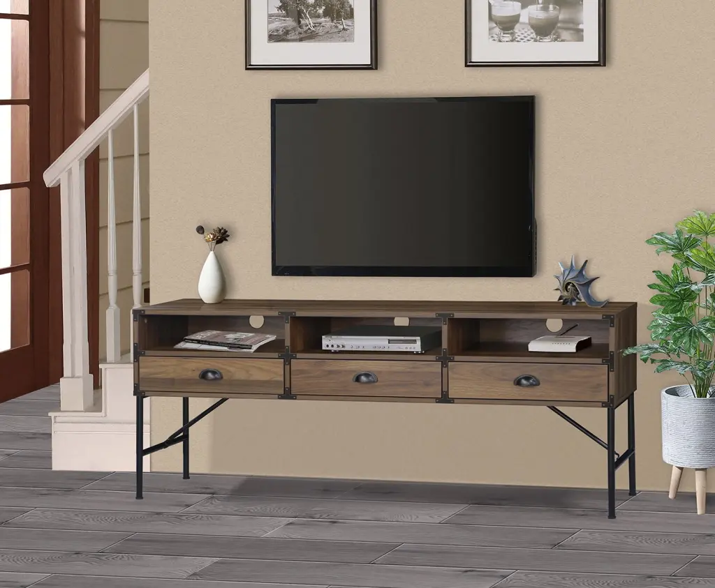 Saint Birch 59 Inch Wood Walnut TV Stand Living Room Entertainment Center