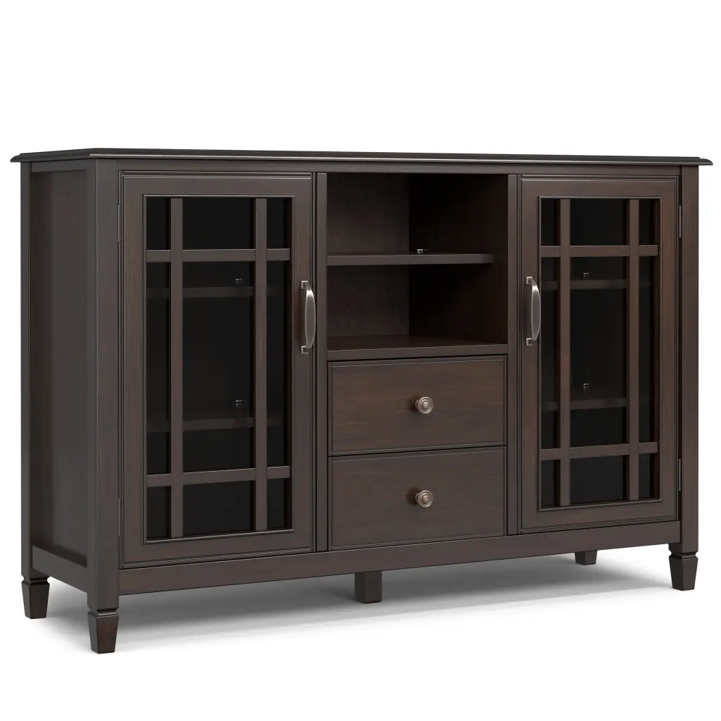 Simpli Home Connaught 53 Inch Solid Wood TV Media Stand Dark Chestnut Brown TVs up to 60 Inches