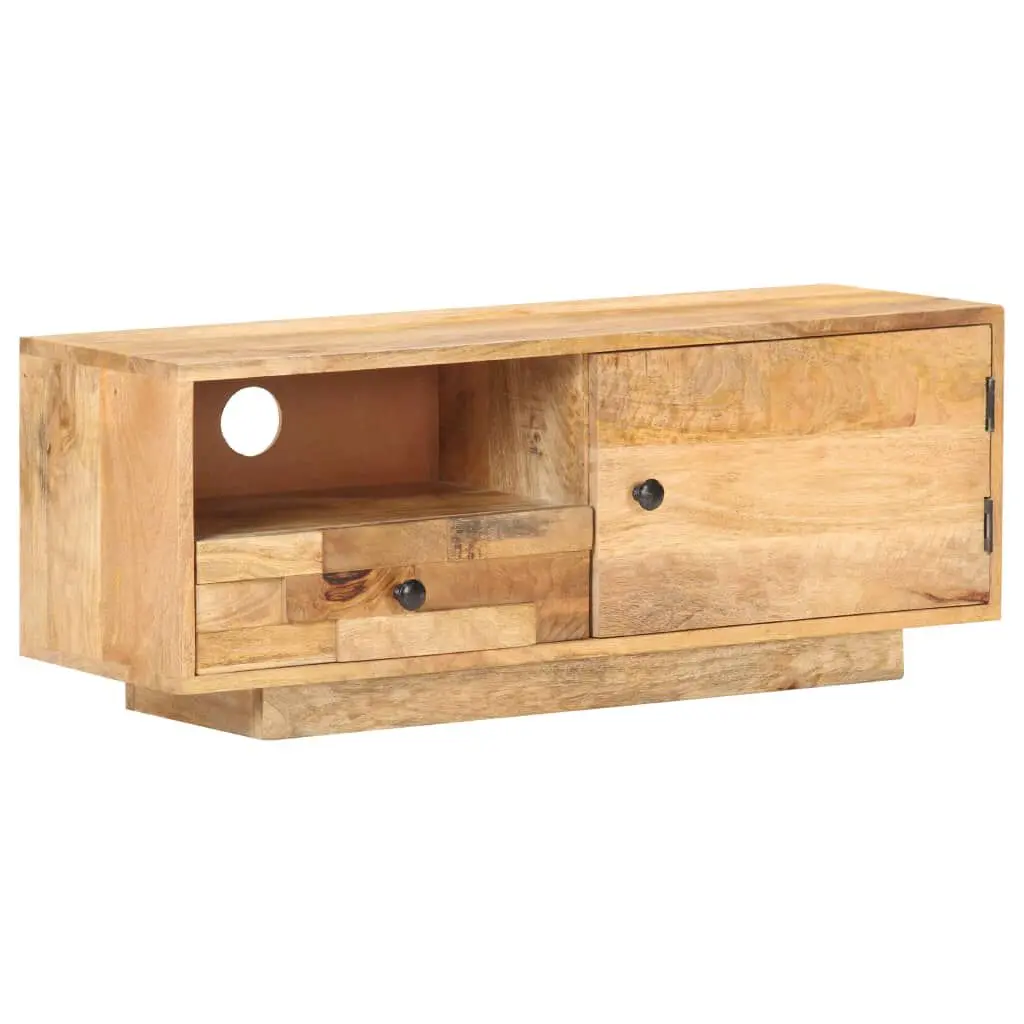 TV Stand 35.4 Inches Solid Wood Mango Compact Entertainment Center