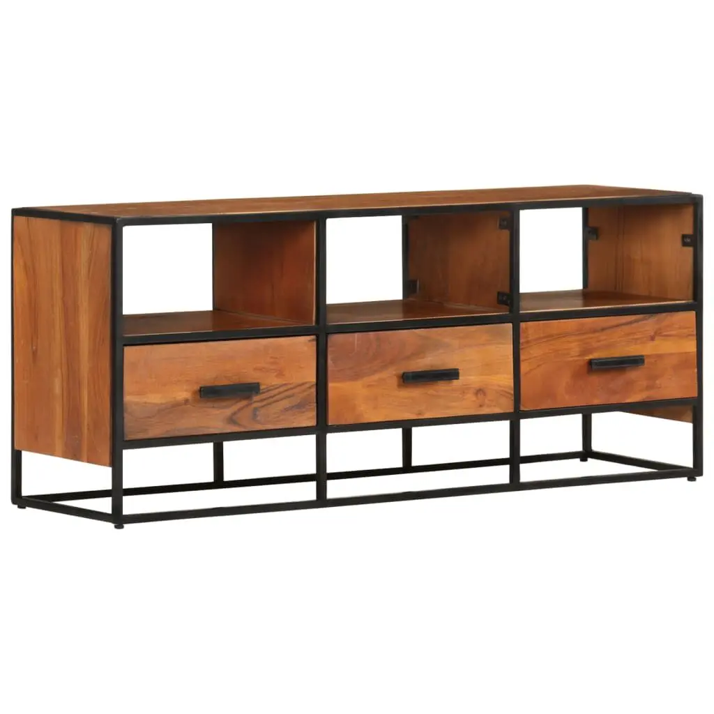 TV Stand 43.3x11.8x17.7 Inches Solid Wood Acacia Modern Entertainment Center
