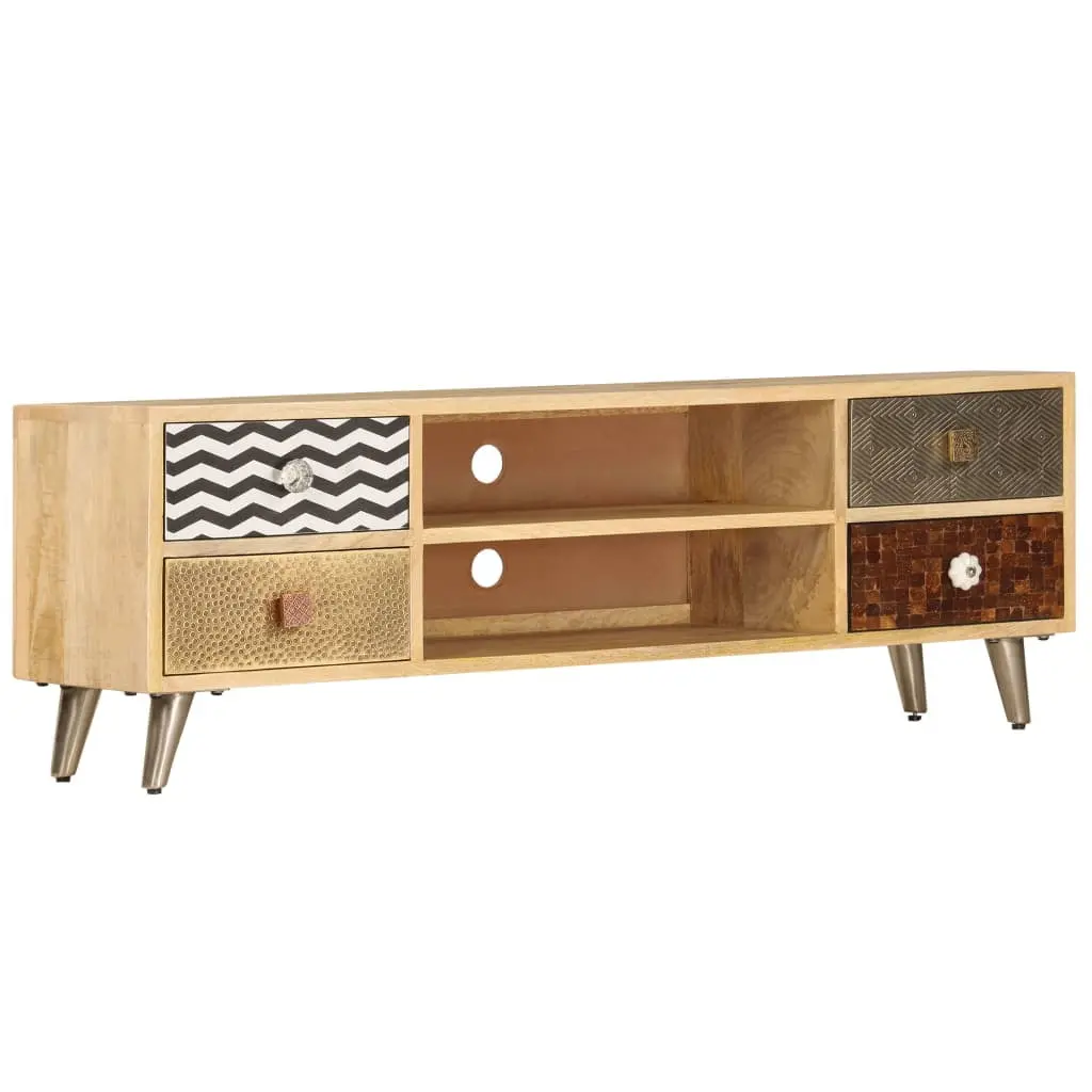 vidaXL 47.2 Inch Solid Wood Mango TV Stand Living Room