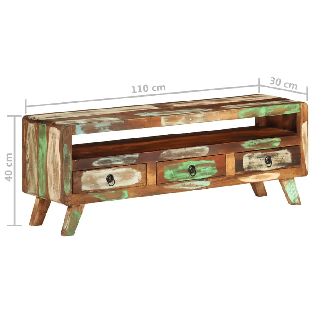 vidaXL Multicolor Solid Wood Reclaimed TV Stand 43.3x11.8x15.7 Inches