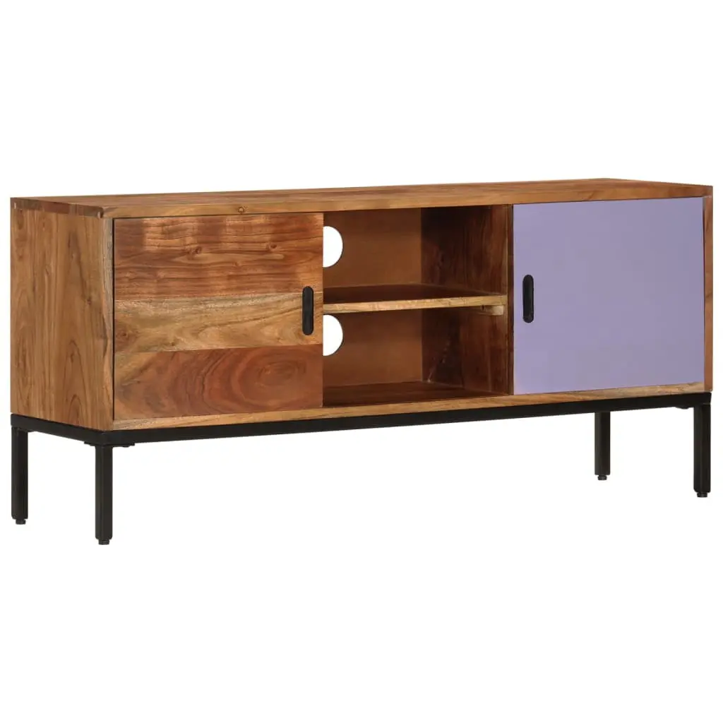 vidaXL Solid Wood Acacia TV Stand Honey Brown and Gray 43.3x11.8x19.7 Inches Media Console