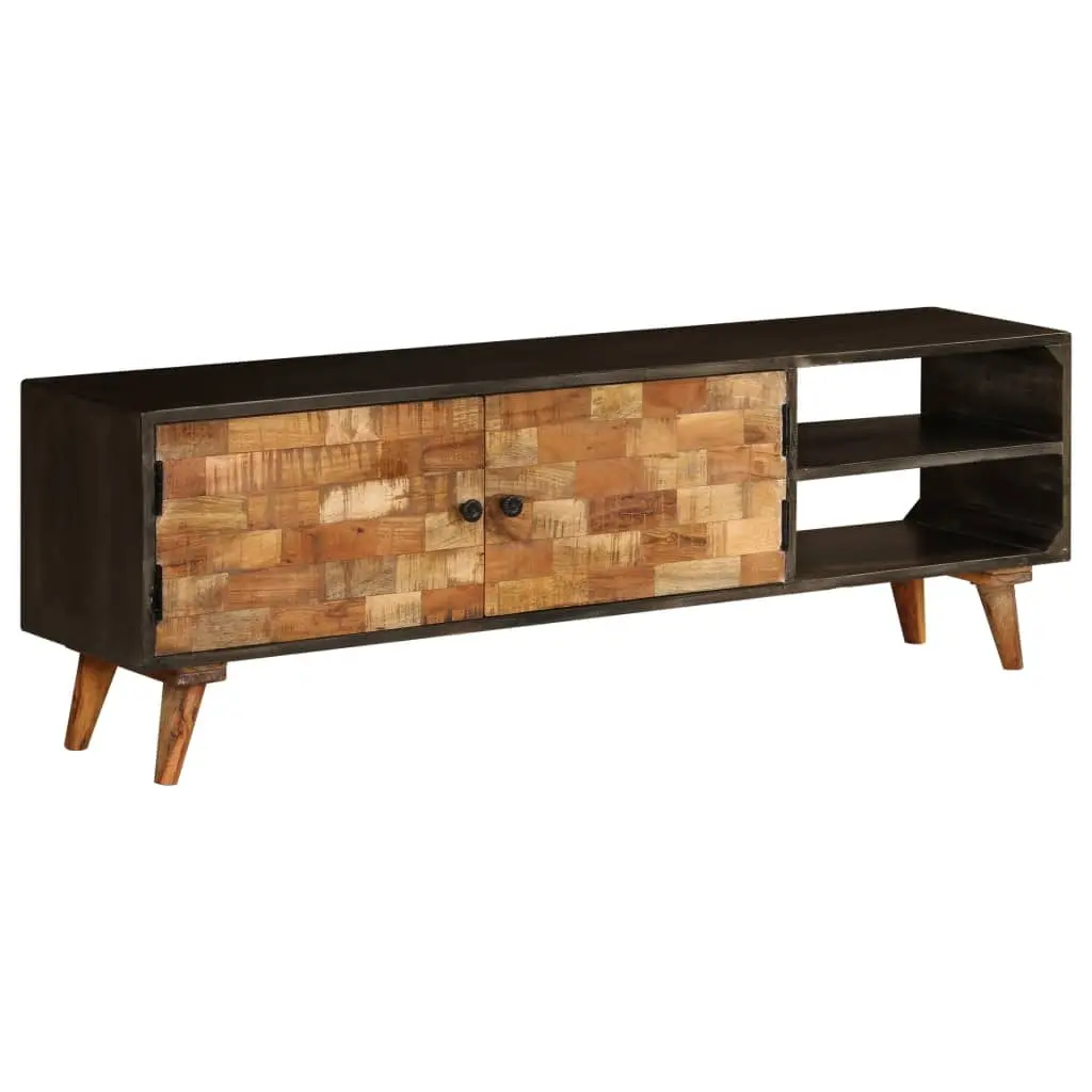 vidaXL Solid Wood Mango TV Stand 55.1x11.8x17.7 - Durable Entertainment Center