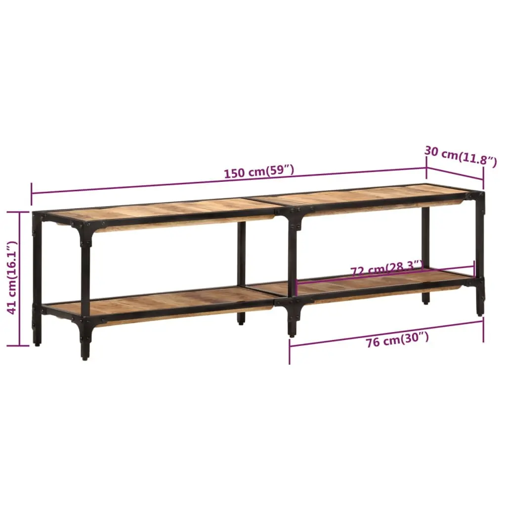 vidaXL Solid Wood Mango TV Stand 59.1x11.8x16.1 Inches Living Room