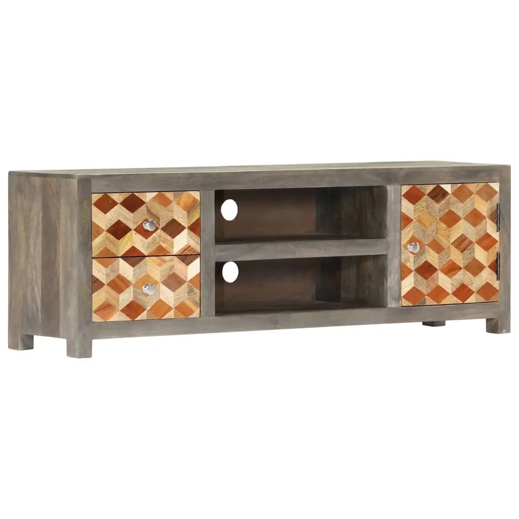 vidaXL Solid Wood Mango TV Stand Gray 47.2x11.8x15.7 Inches