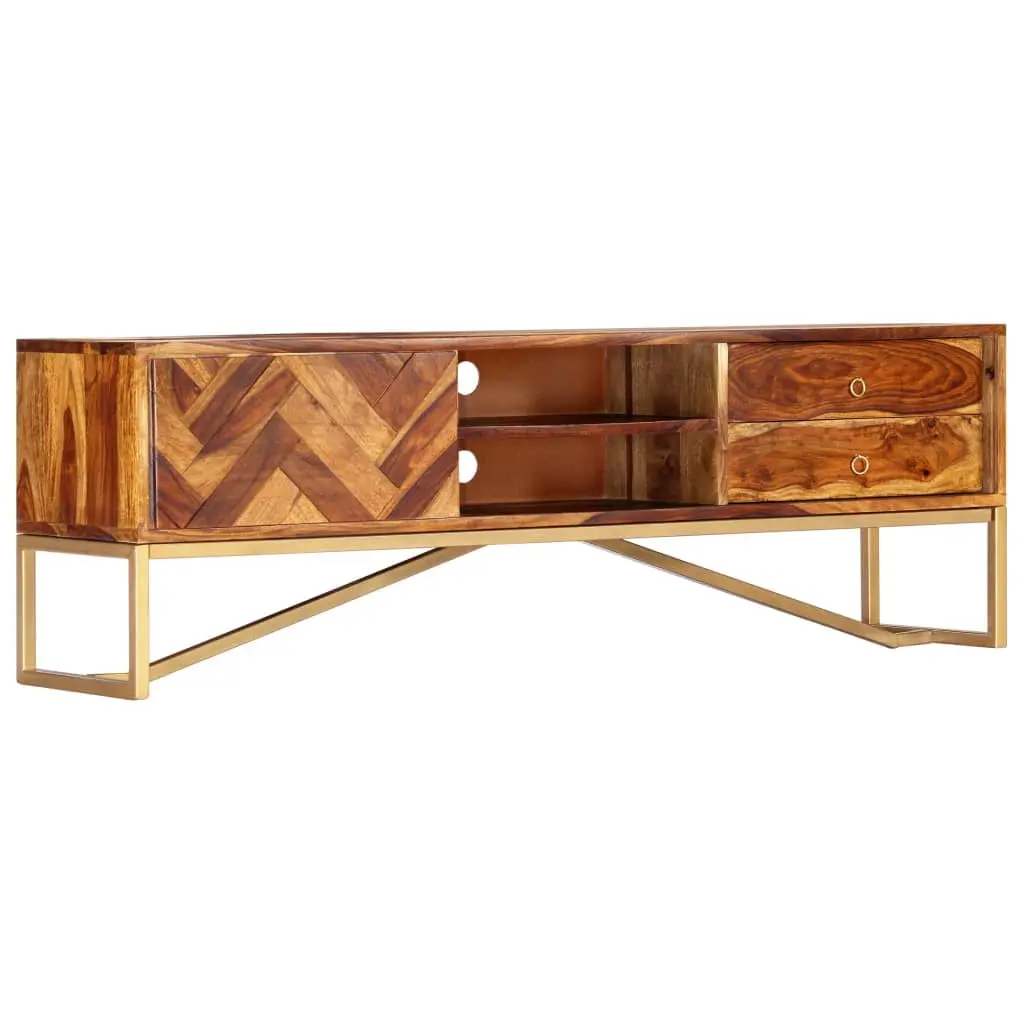vidaXL Solid Wood Sheesham TV Stand 55 Inch Wide Media Console
