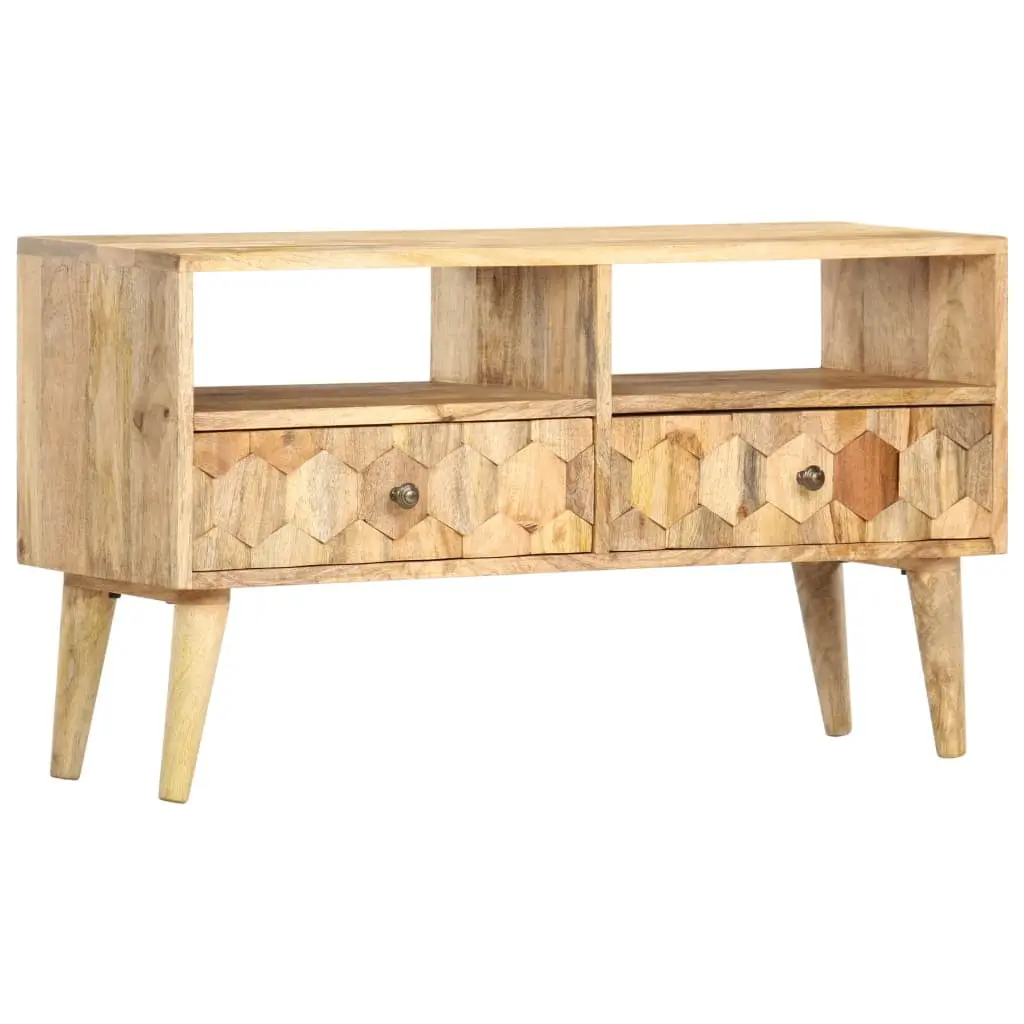vidaXL TV Stand 35.4x11.8x19.7 Inch Solid Wood Mango Living Room