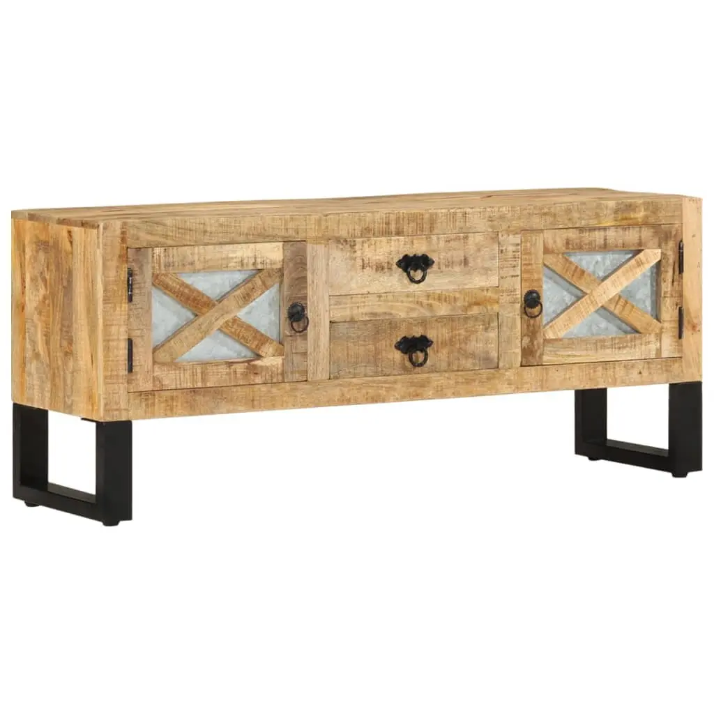 vidaXL TV Stand 43.3x11.8x17.7 Rough Mango Wood Media Console