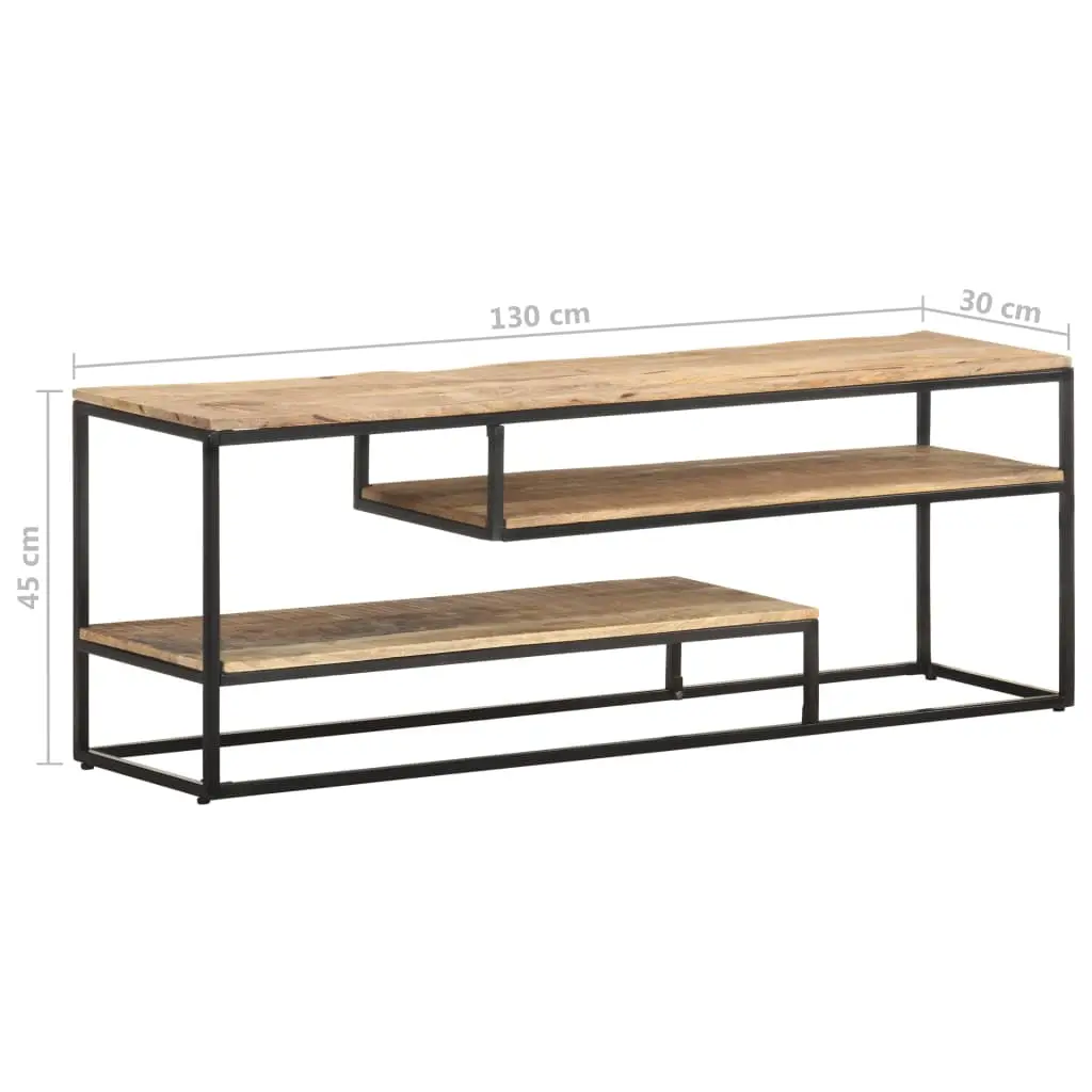 vidaXL TV Stand 51.2 Inches Rough Mango Wood Flat Screen TVs