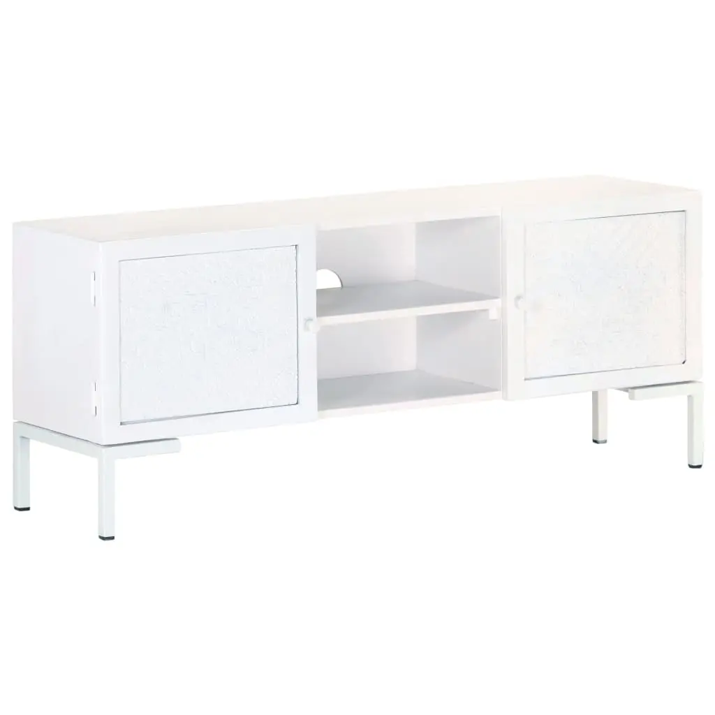vidaXL TV Stand White 45.3x11.8x18.1 Solid Wood Mango Entertainment Center