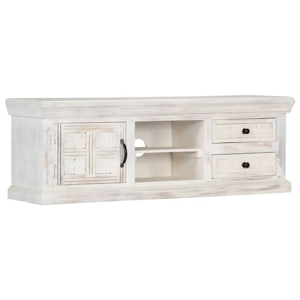 vidaXL White Solid Wood Mango TV Stand 47.2x11.8x15.7 Inches