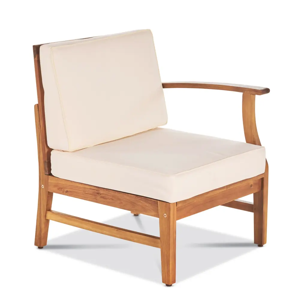 Perla Right Armchair Cream Acacia Wood gardenpara can
