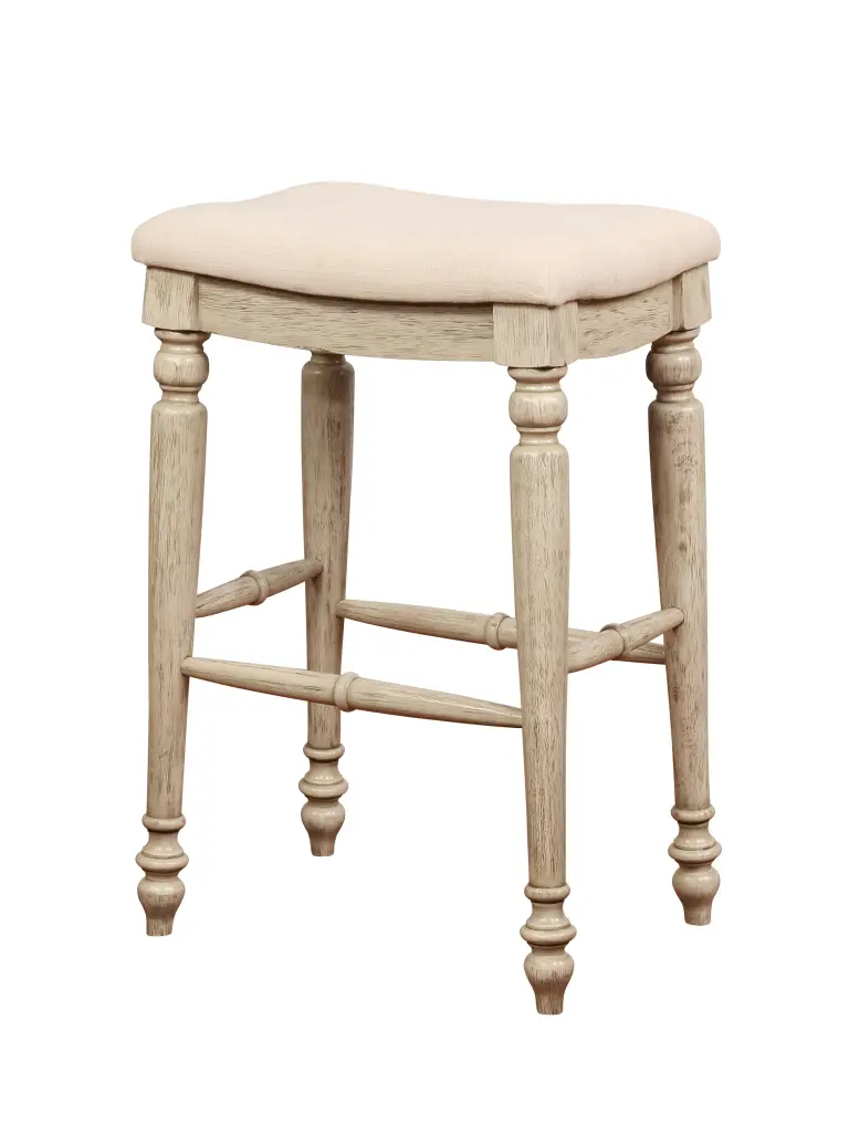 Saddle Top Wooden Bar Stool Upholstery Brown and Beige royal hampton