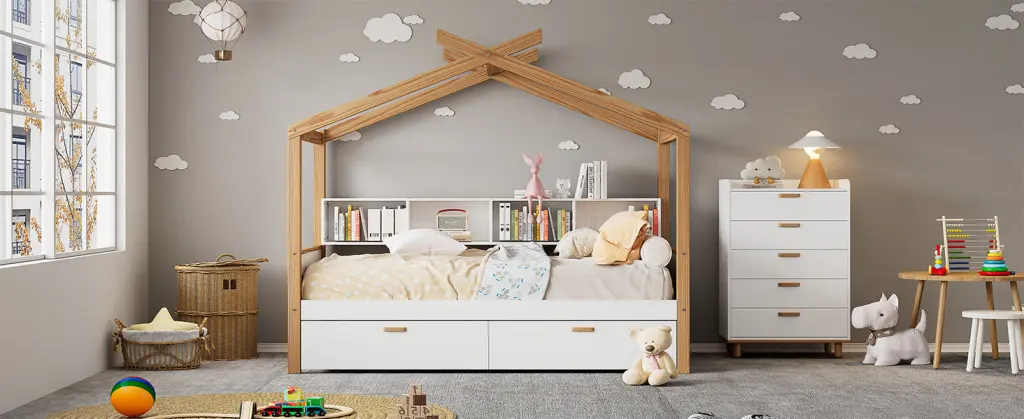 White Twin Wooden Houtilize Bed Original Wood Hue Frame bed best