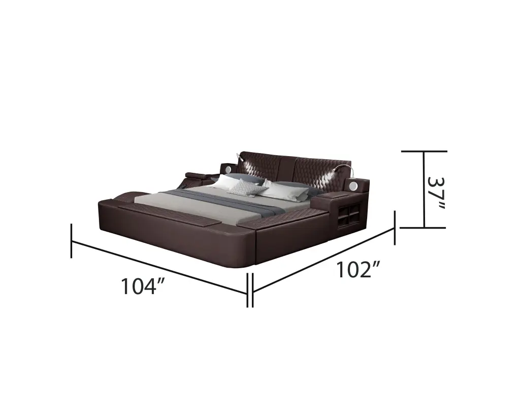 Intelligent Multifunctional King Size Bed Wood Frame and Brown Box Spring galaxy home furnishings