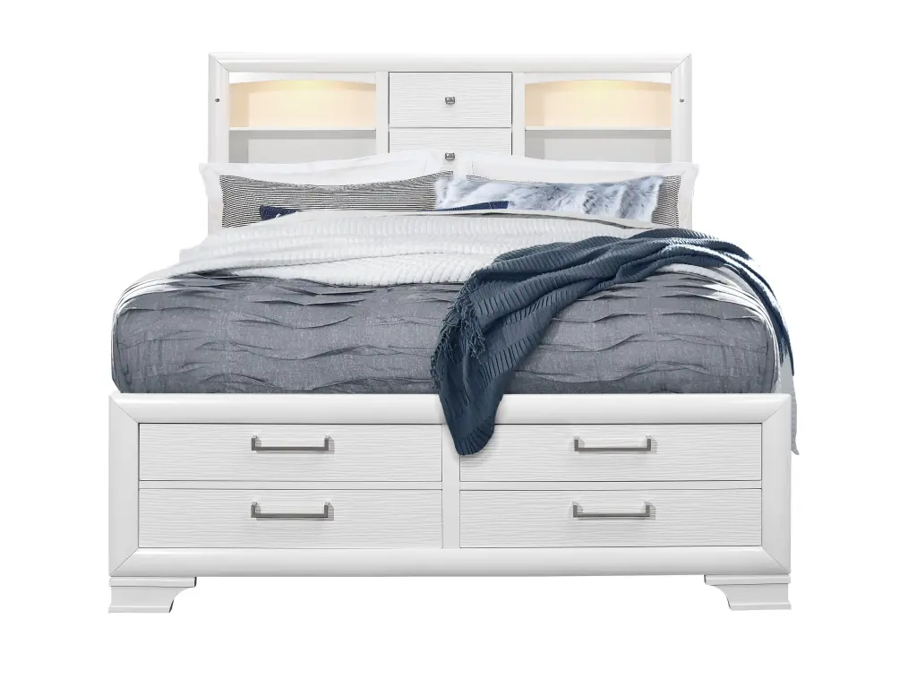 White King Bed Civic Design Made Solid Wood and MDF luxe modern furniture
