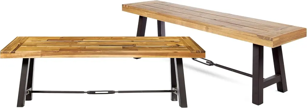 Catriona Bench Sets 2 Teak Acacia Wood gardenpara can