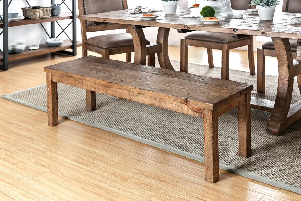 Rustic Elegance Timberen Seat 1Pc Bench Bold Sturdy Design Rustic Oak Solid Wood Bench kanepe