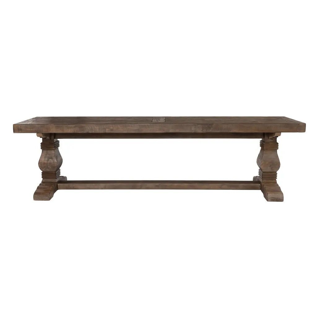 66 Inch Plank Top Wooden Bench Pedestal Base Brown Solid Wood royal hampton