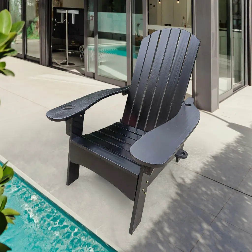 Outdoor Or Indoor Wood Adirondack Chair Hole To Hold Umbrella civilfurniture