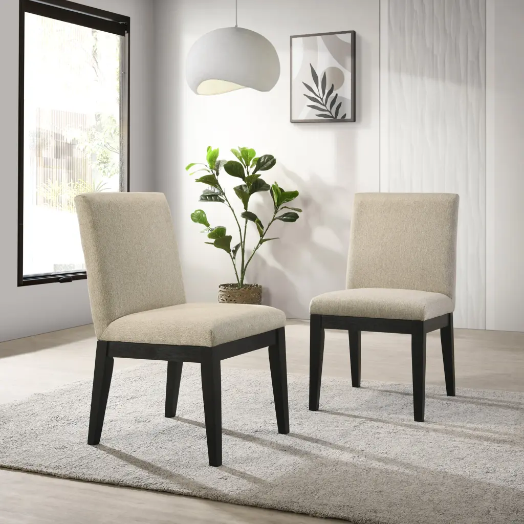 Roundhill Rocco Contemporary Solid Wood Dining Chairs Set 4 hz