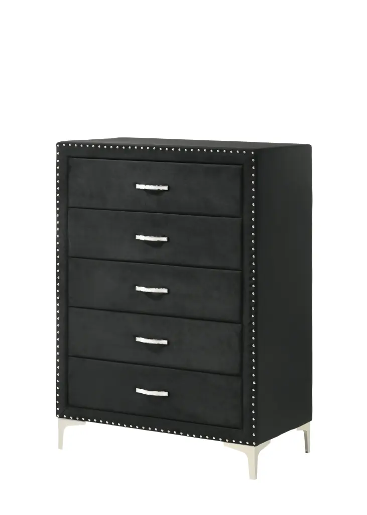Lucinda Chest Black Black Wood Storage Furniture crown mark inc