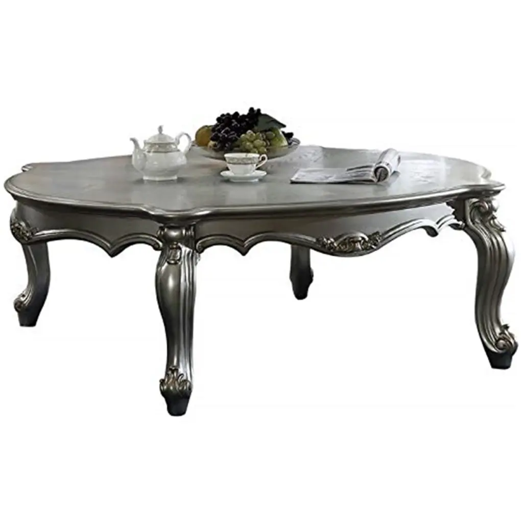ACME Picardy Rectangular Wooden Coffee Table Antique Platinum and Espresso Acme Furniture
