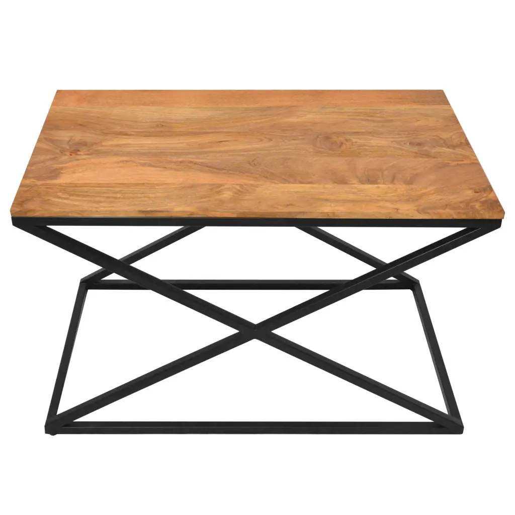 35 Inch Wooden Rectangle Coffee Table X Influence Metal Frame Brown Finish royal hampton