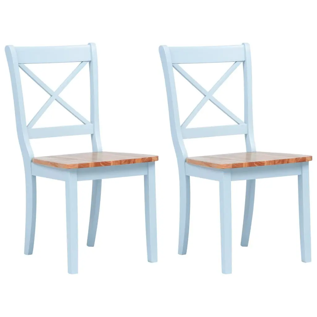 Dining Chairs 2 pcs Gray and Light Wood Solid Rubber Wood Kitchen Chairs