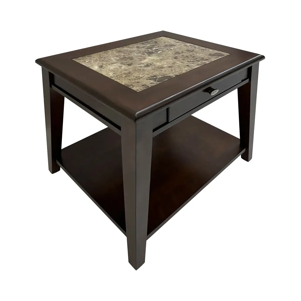 Timeless Design Cherry Finish Wooden End Table Drawer and Bottom Shelf kanepe