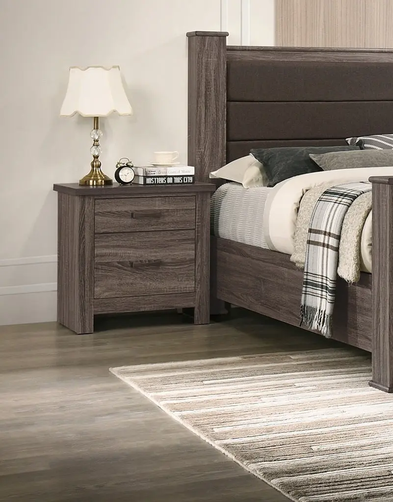 Natural Finish Wooden Nightstand 2 Drawers Bedside Storage kanepe