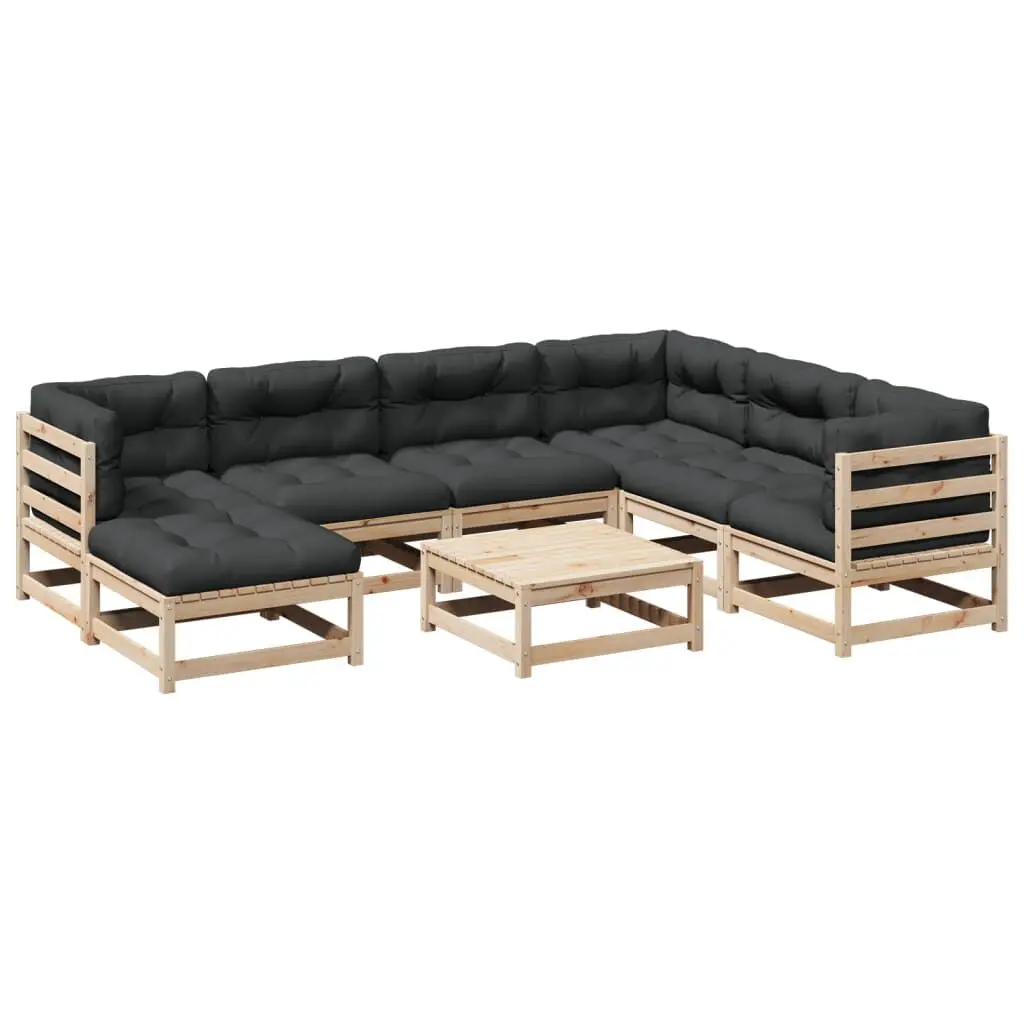 8 Piece Patio Sofa Set Cushions Solid Wood Pine Outdoor Furniture