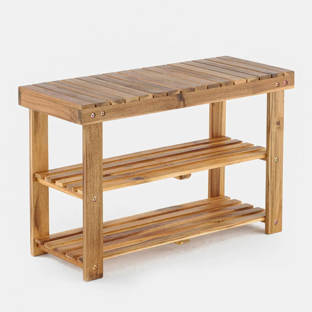 Acacia Wood Shoe Rack Bench Strong Weight Bearing Upto 200 Lbs Best Entryway beefurni
