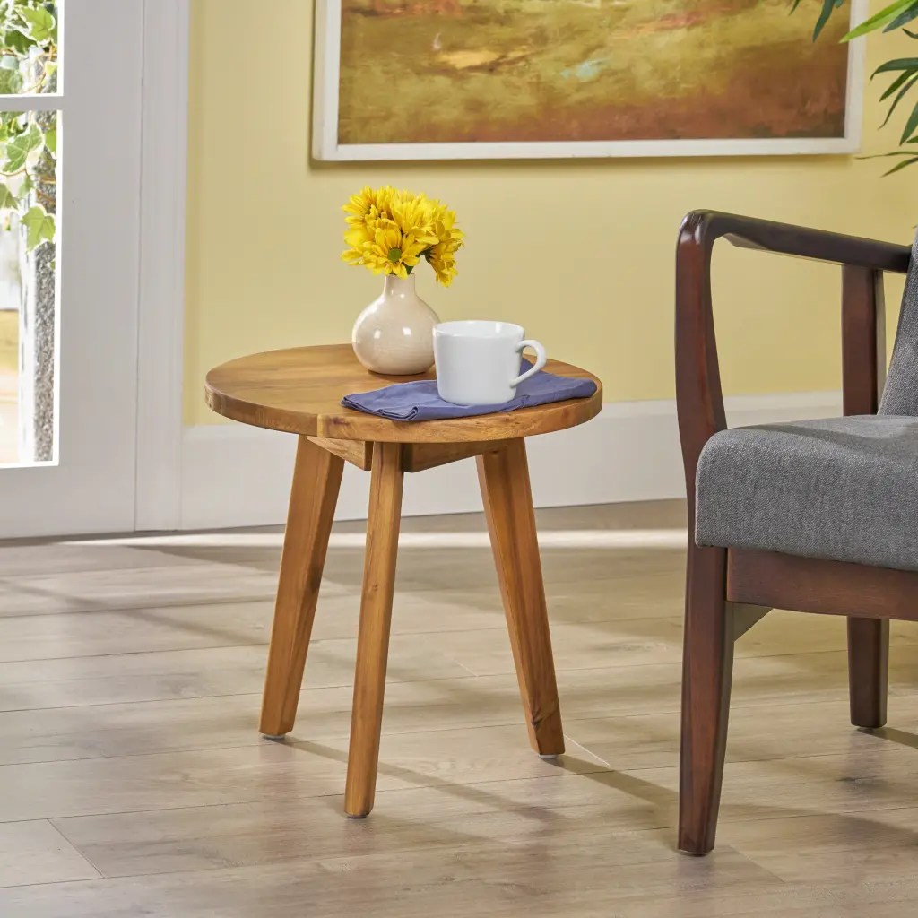Marina Side Table Natural Stained Acacia Timber Finish nh-purenest