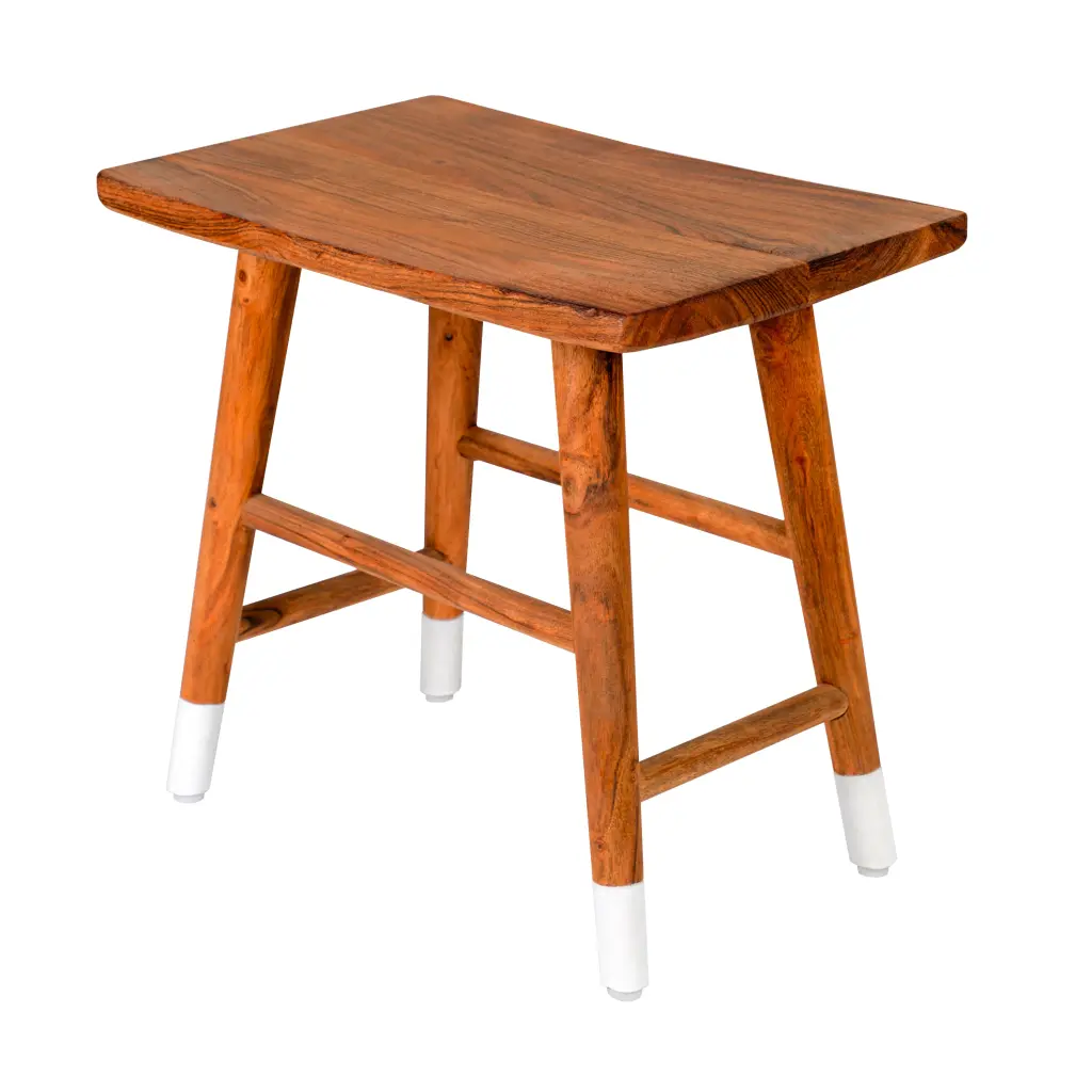 18 Inch Rectangular Acacia Wooden Side Table Angled Legs Warm Brown Finish royal hampton