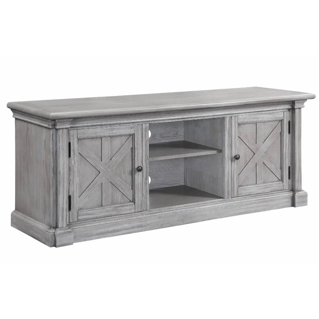 ACME Lucinda 2-Door Wooden TV Stand Shelf Gray Oak Living Room Acme Furniture