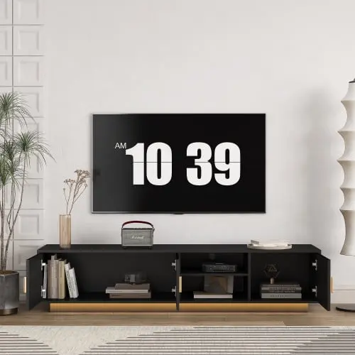 Mid Century Modern TV Stand LED Lights 80 Inch TV and Storage Malulu