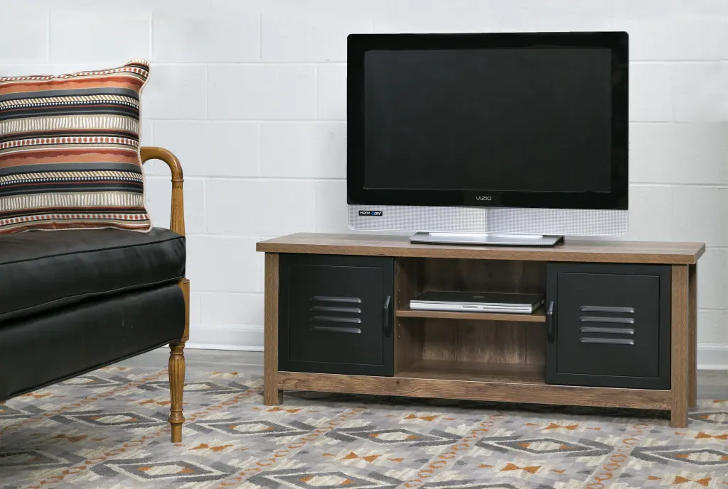 Norwood Range Black Wood and Metal TV Stand Entertainment Center OneSpace