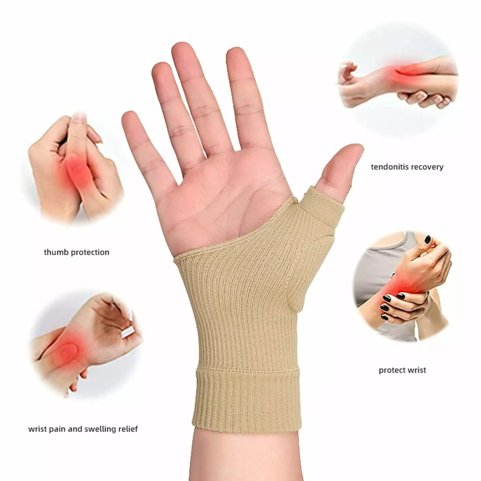 SIfdSeng Elastic Wrist Guard Men and Women - Joint Sprain Support, Warm & Cold Therapy, Half Finger Glove Fitness A