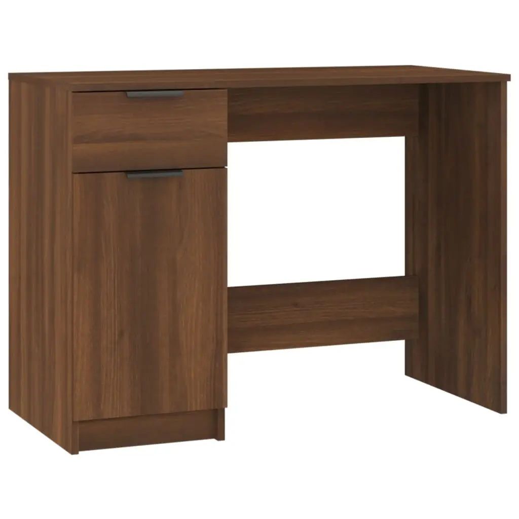 Brown Oak Desk 39.4x19.7x29.5 Inches Engineered Wood