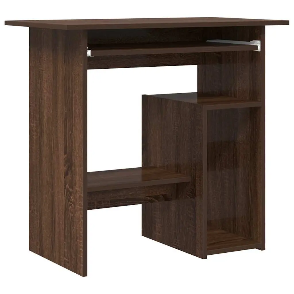 Desk Brown Oak 31.5x17.7x29.1 Inches Engineered Wood Writing Desk