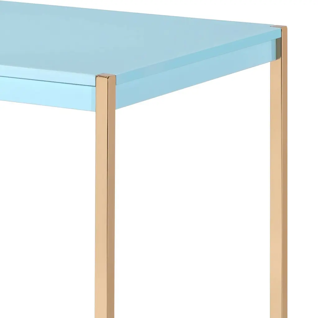 Baby Blue And Gold Writing Desk USB Ports Blue Gold Constructed Outl furniture max