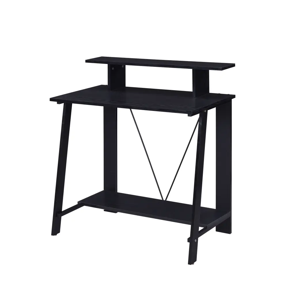 Black Writing Desk Upper Shelf Modern Office Desk Rectangular Workstation furniture max