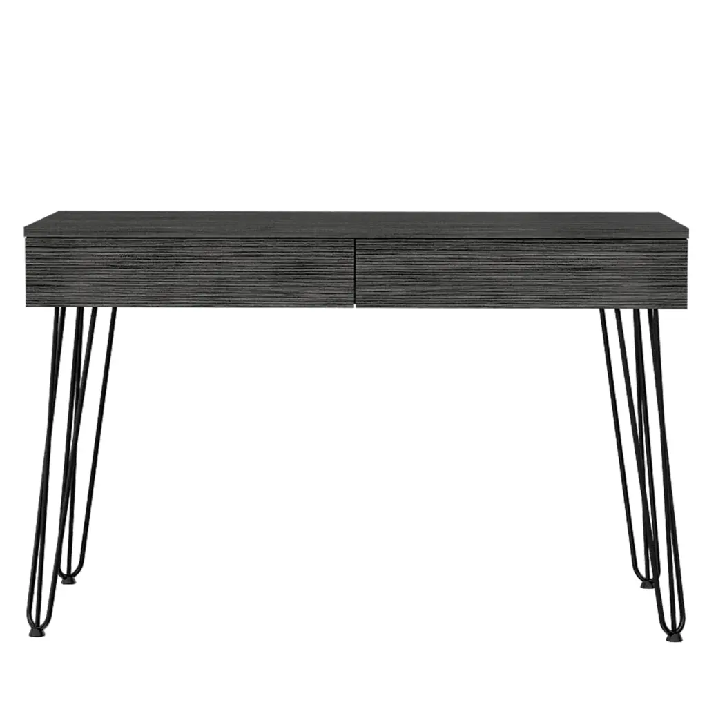 Canton 2 Drawer Writing Desk Hairpin Legs Smokey Oak Gray Particle Board furniture max